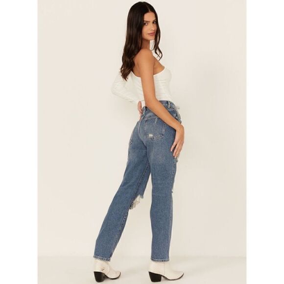 Free People We The Free Bren Boyfriend High Rise Baggy Distressed Jeans, Size 24 - Picture 7 of 16